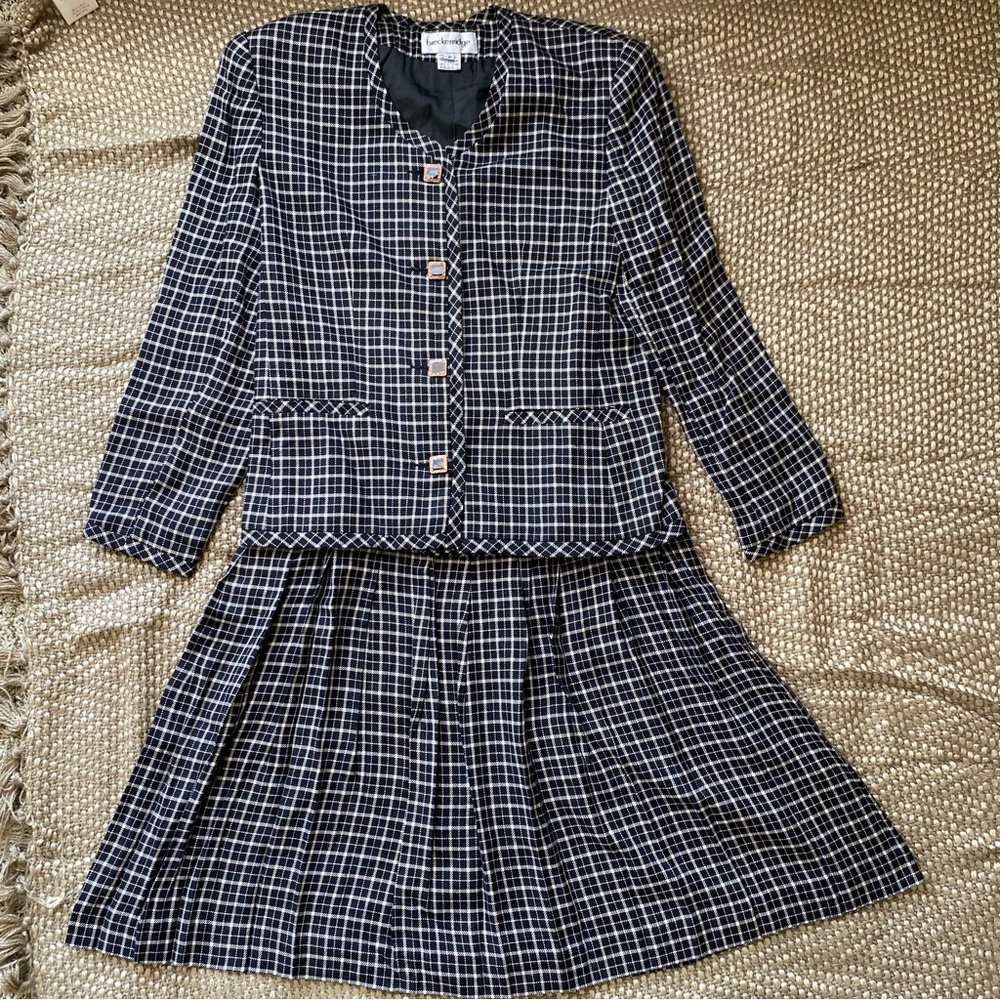 Classic Black and White Checkered Jacket & Skirt Set by Breckenridge